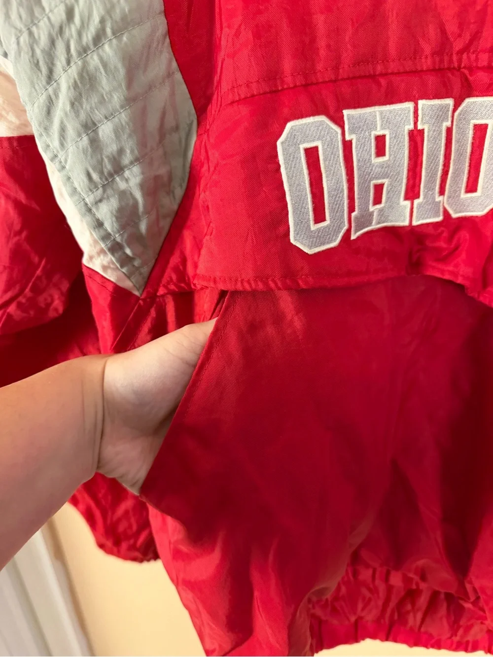 Ohio State vintage Red & Gray Pullover Windbreaker Jacket